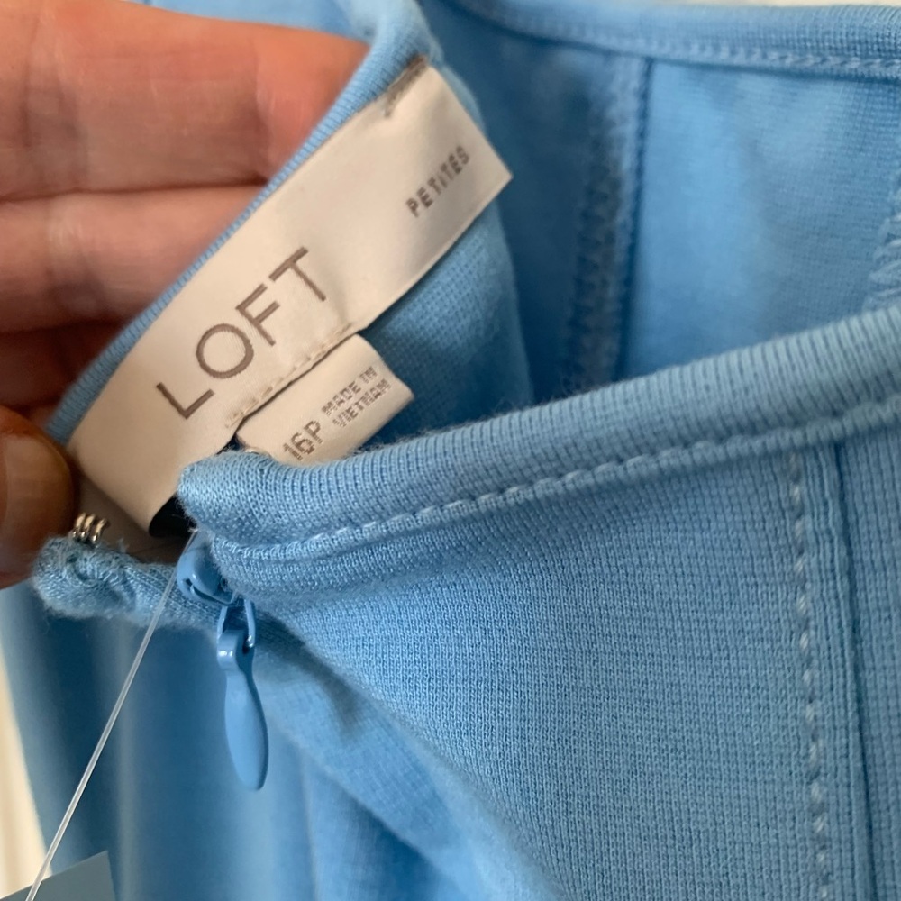 LOFT Fit & Flare Light Blue Ponte Knit MIDI Dress - Picture 5 of 9